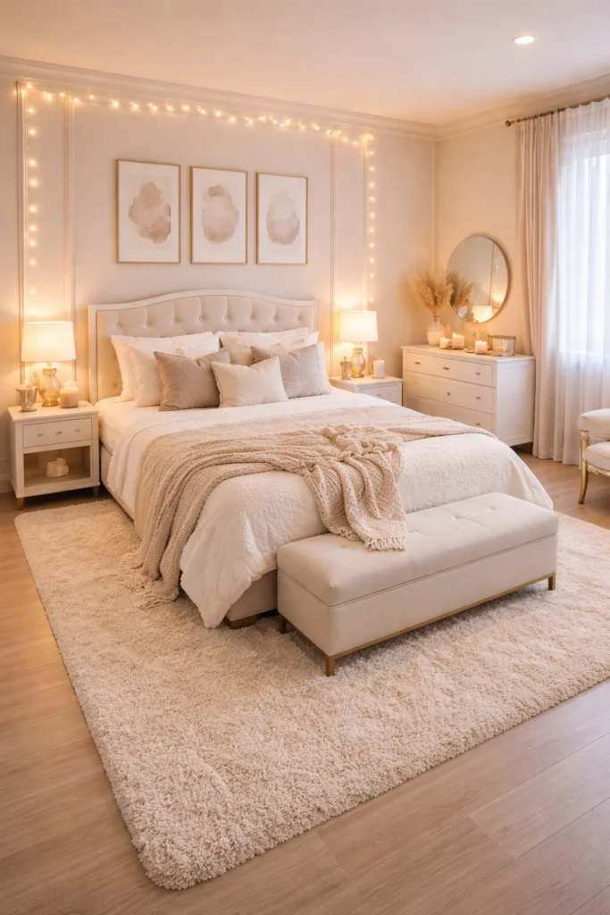 Beige Cozy Plush Bedroom Idea