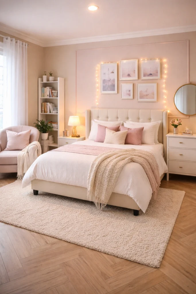 Beige & Pink Cozy Reading Bedroom Idea