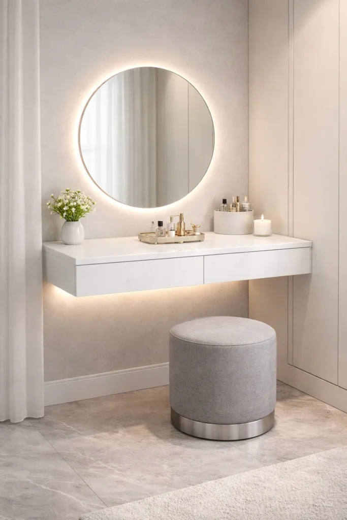 Floating Wall Mounted Elegant Dressing Table Idea
