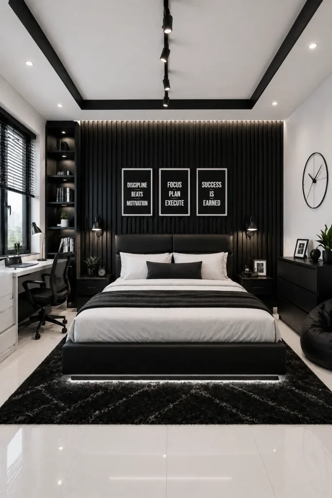 Black & White Sharp Bedroom Idea