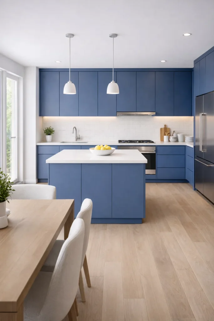 Blue Kitchen with Open Layout Idea