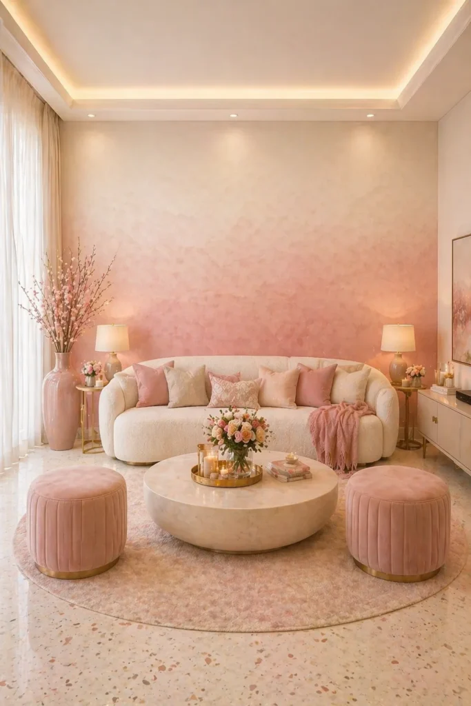 Blush Ombre Lounge Wallpaper Idea