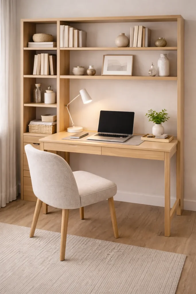 Bookshelf Desk Combo Setup Idea
