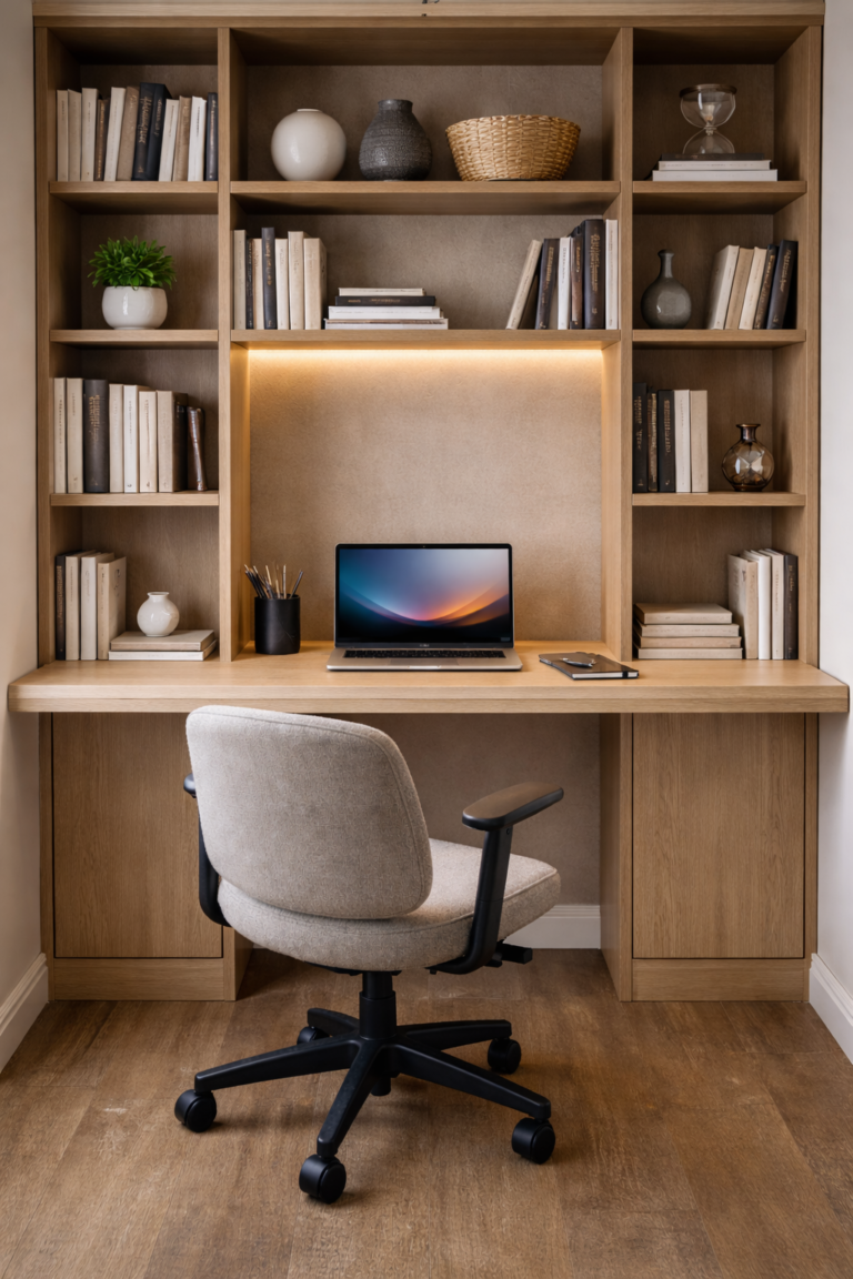 Bookshelf Built-In Desk Idea