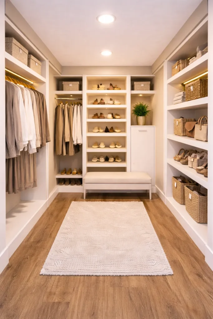 Budget Friendly Walk-In Closet With Open Layout Idea