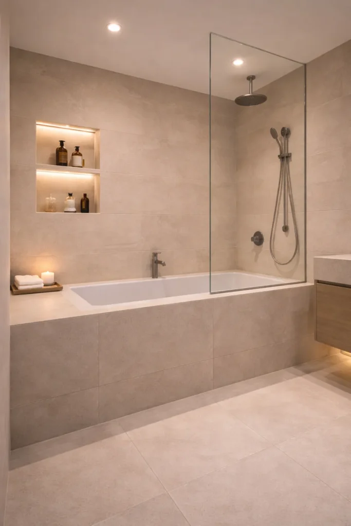 Built-in Bathtub Wall Bathroom Idea