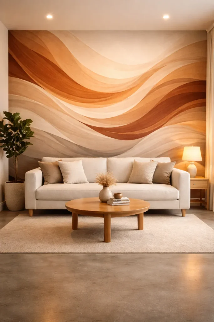 Burnt Orange Abstract Fall Waves Wallpaper Idea