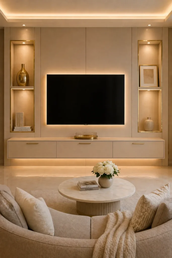 Champagne Beige Media Wall Idea