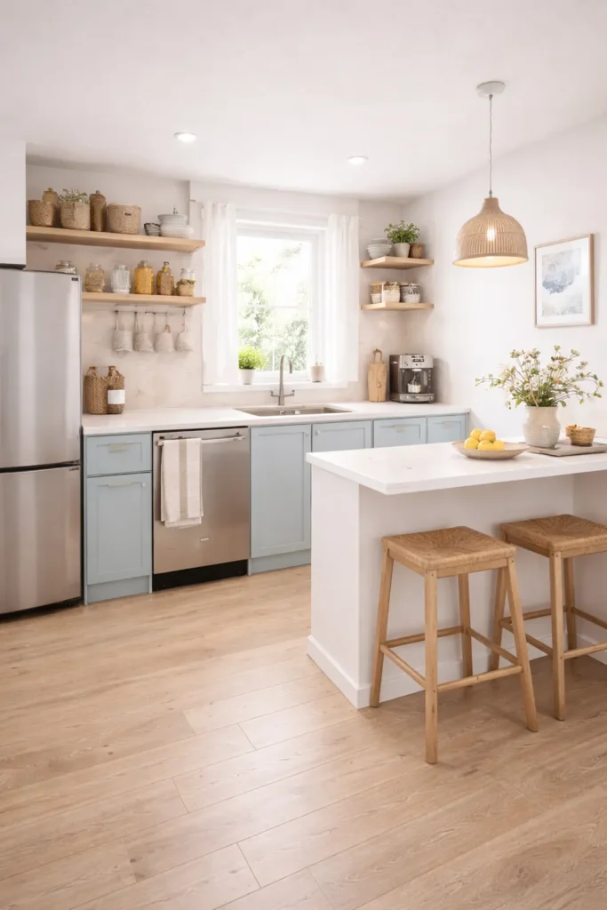 Coastal Small Kitchen with Fresh Airy Feel Idea