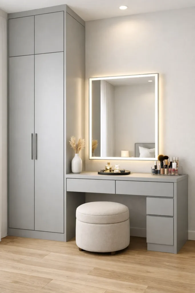 Compact Built-In Bedroom Vanity Idea