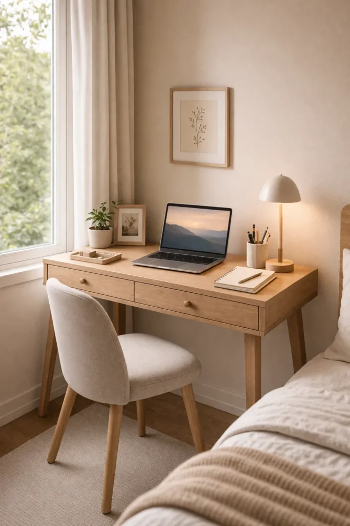 Compact Bedroom Desk Setup Idea