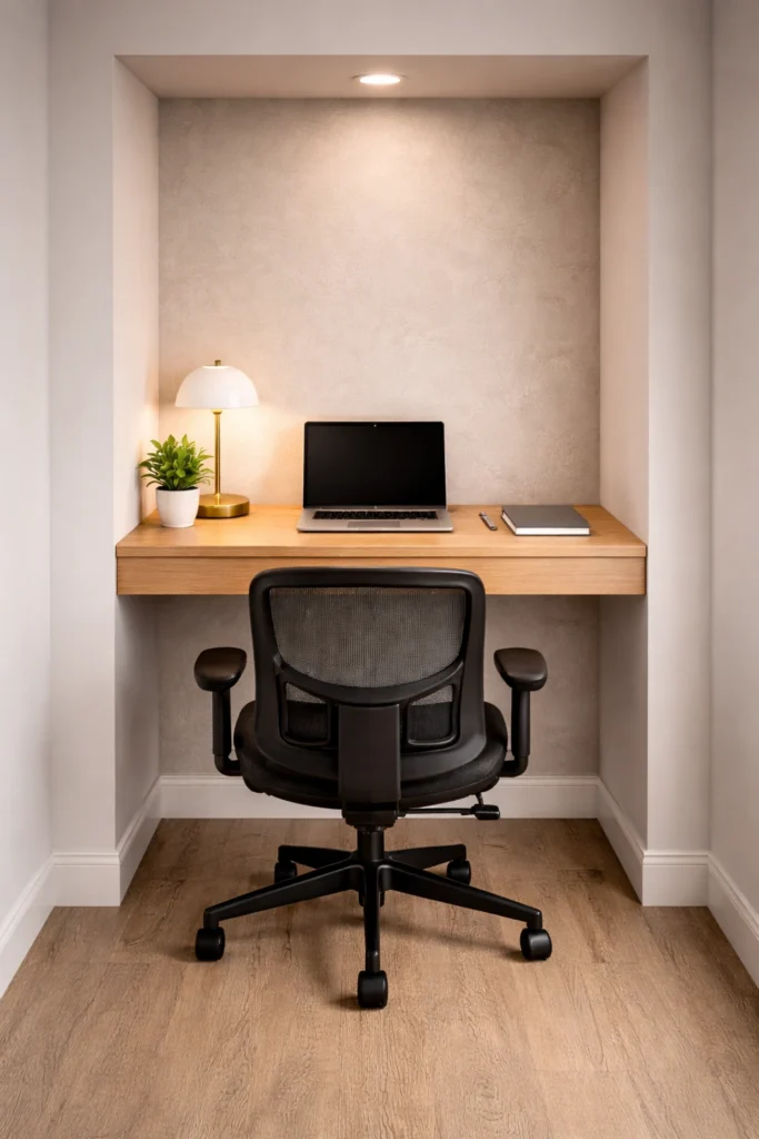 Compact Alcove Desk Setup Idea