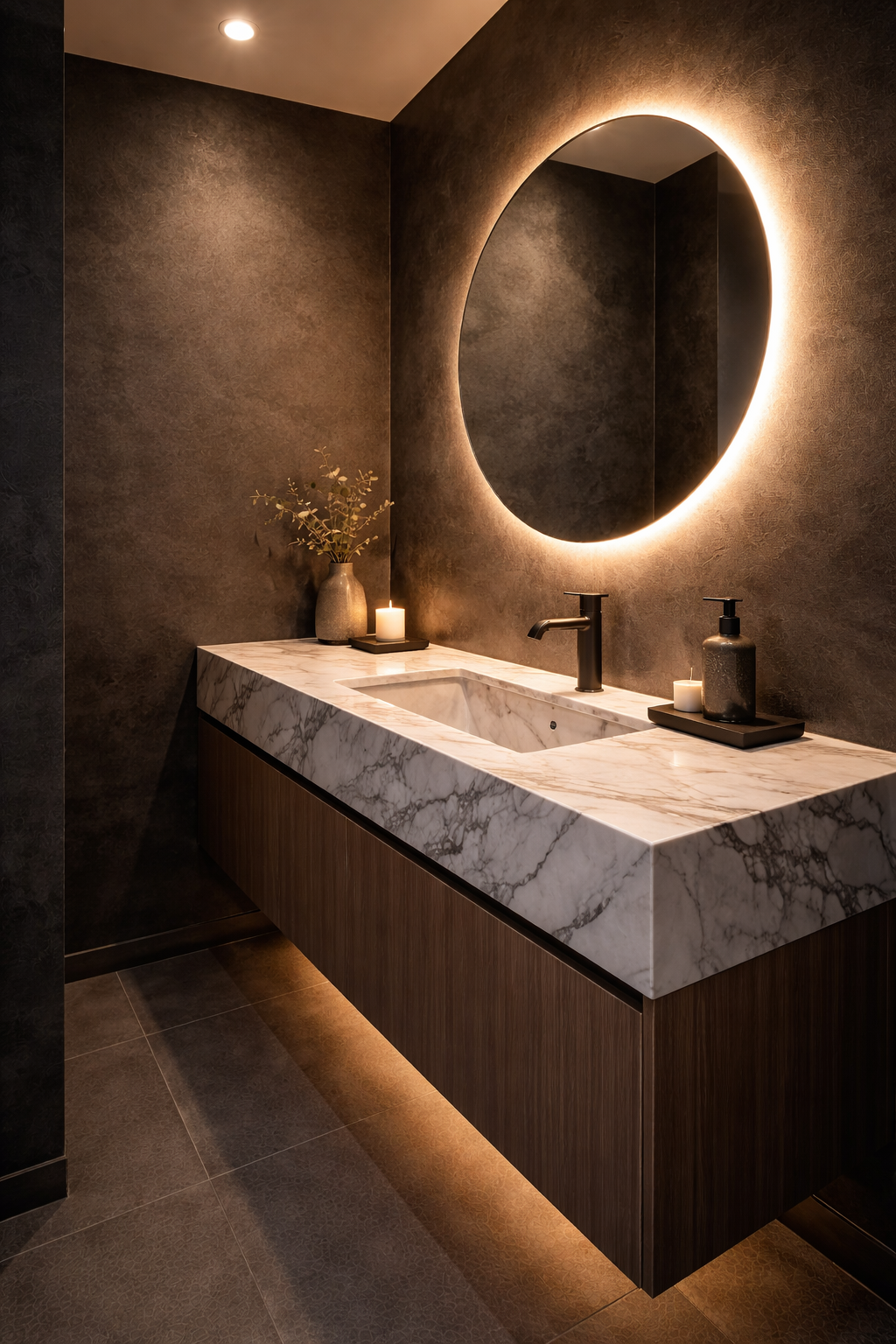 Compact Luxury Powder Bathroom Idea