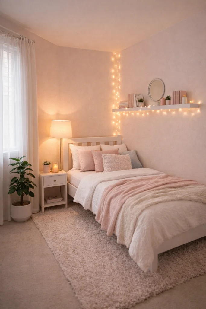 Cozy Pink Corner Bedroom Idea