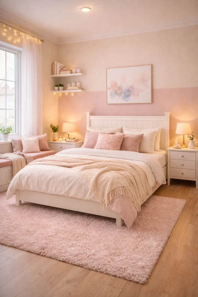 Cozy Window Bench Girly Bedroom Idea