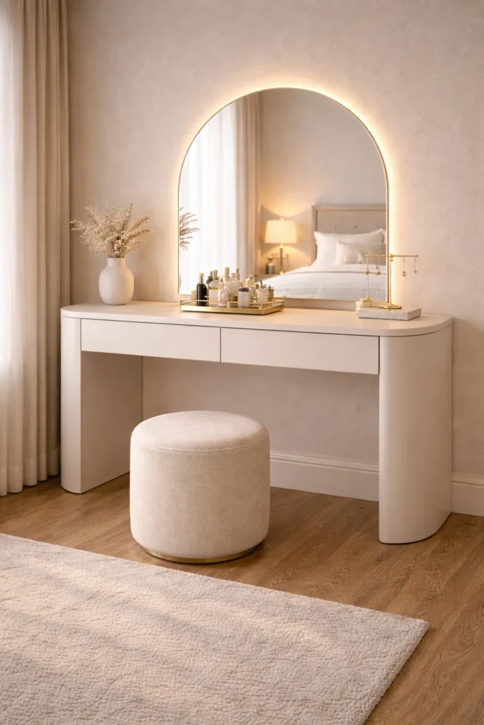 Curved Modern Vanity with Soft Neutral Tones Idea