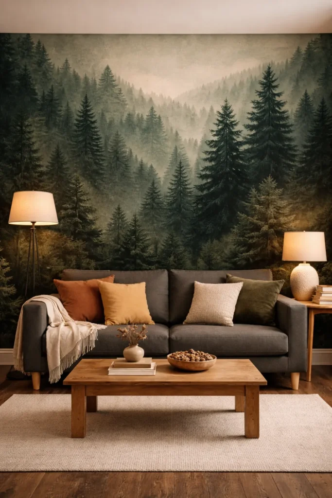 Dark Green Forest Depth Wallpaper Idea