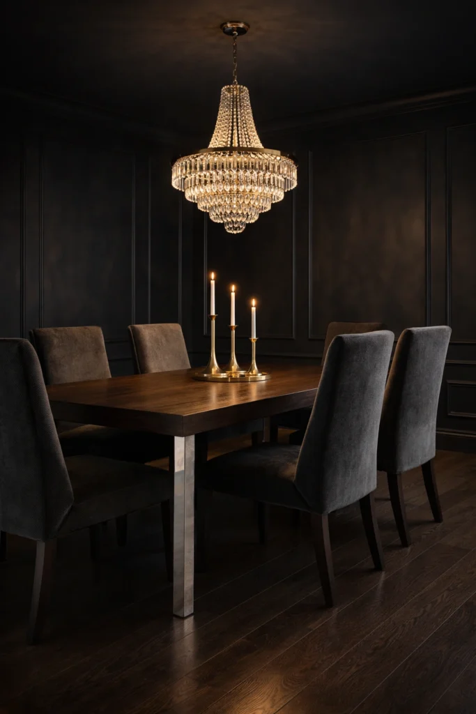 Dark Moody Luxury Dining Room Idea