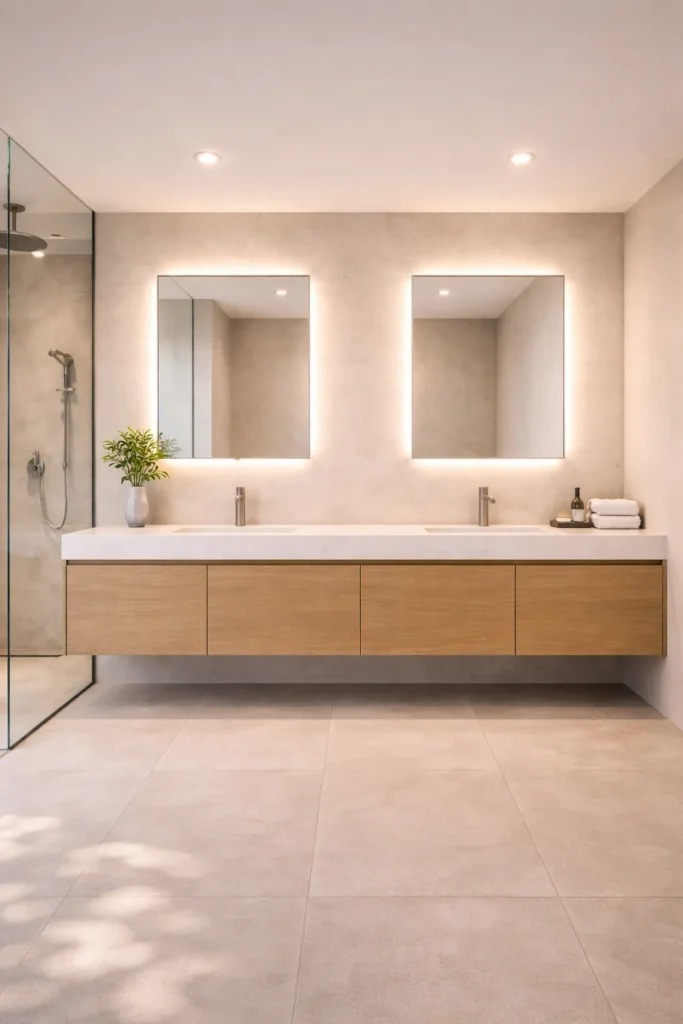 Double Sink Linear Vanity Idea