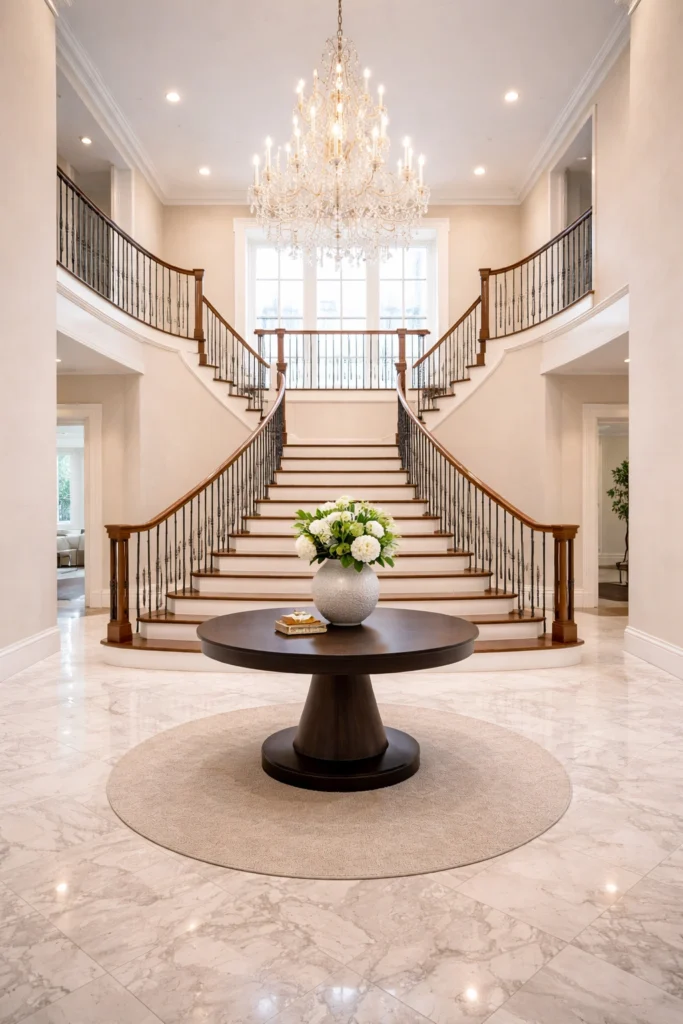 Double Staircase in Grand Entry Hall Style