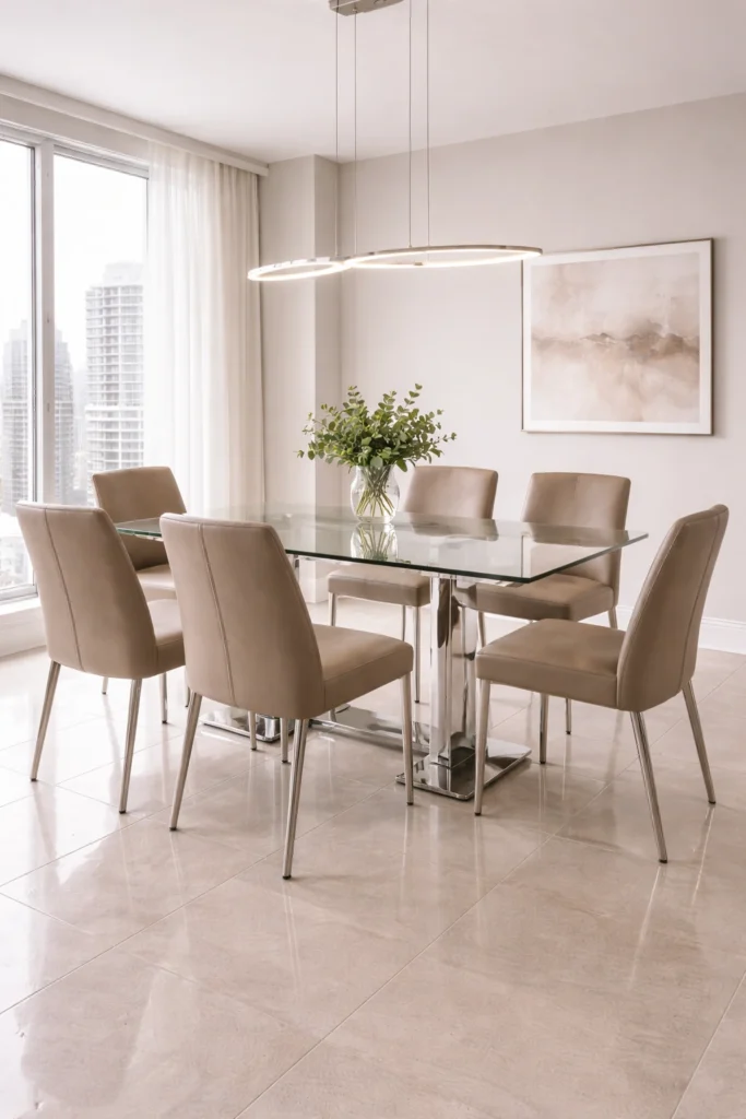 Elegant Glass Dining Room with City View Idea