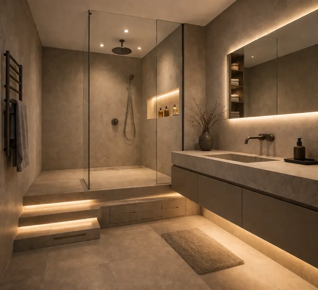 Elevated Platform Shower Bathroom Idea