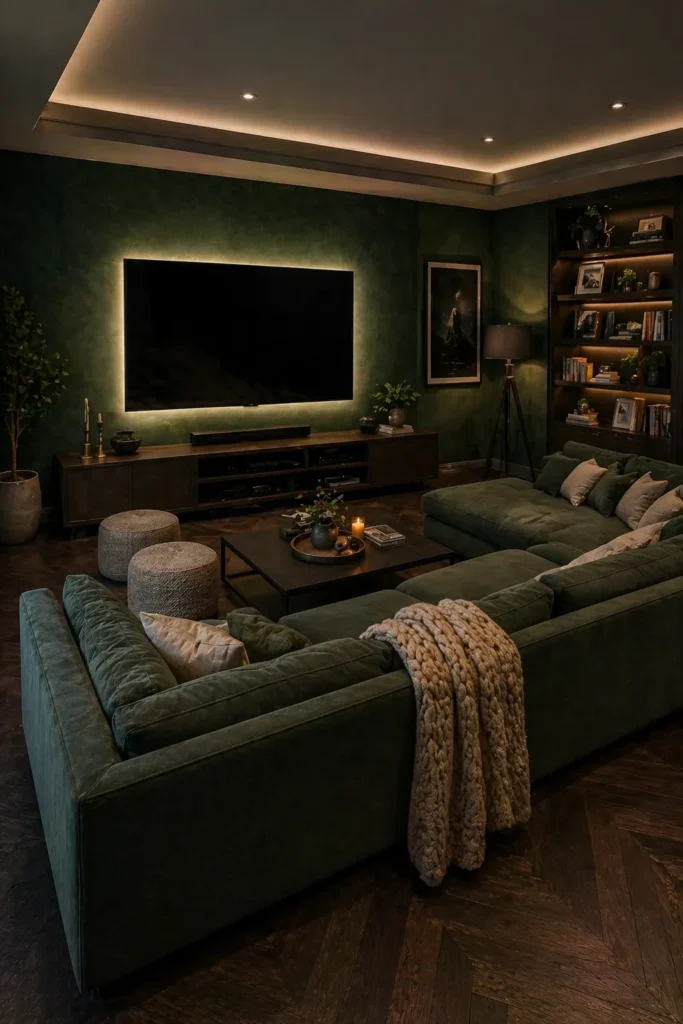 Emerald Media Room Modern Lounge Idea