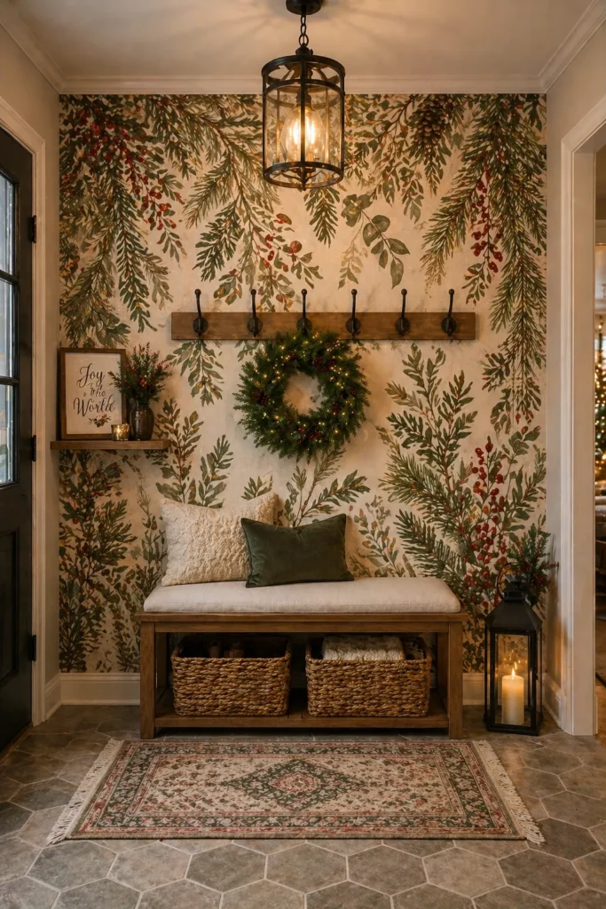 Entryway Green Garland Botanical Wall Idea
