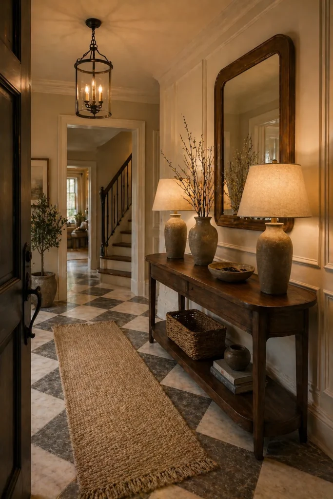 Entryway with Brown Console Table Idea