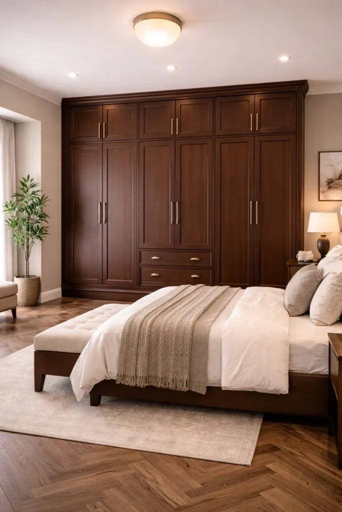 Espresso Brown Triple Door Wardrobe with Drawers Idea