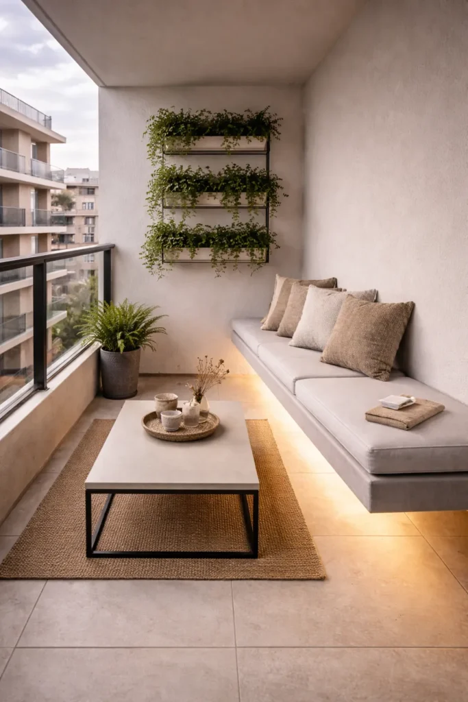 Floating Bench Minimal Balcony Idea