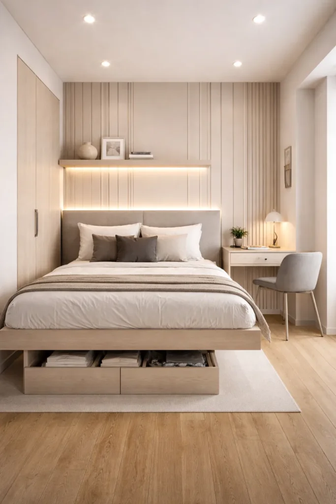 Floating Headboard Box Room Bedroom Idea