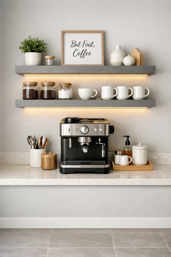 Floating Shelf Coffee Bar Idea