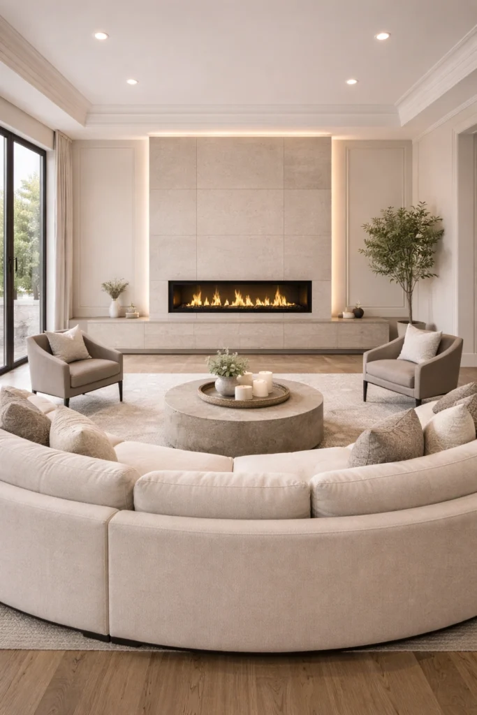 Floating Fireplace Wall with Hidden Storage Idea