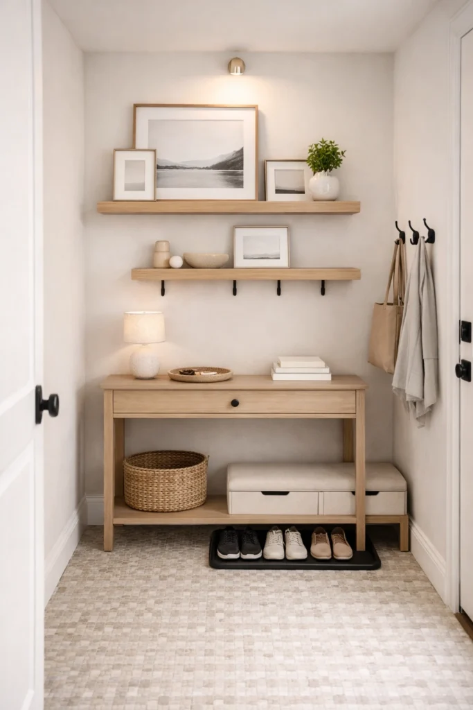 Floating Shelf Gallery Entryway Idea