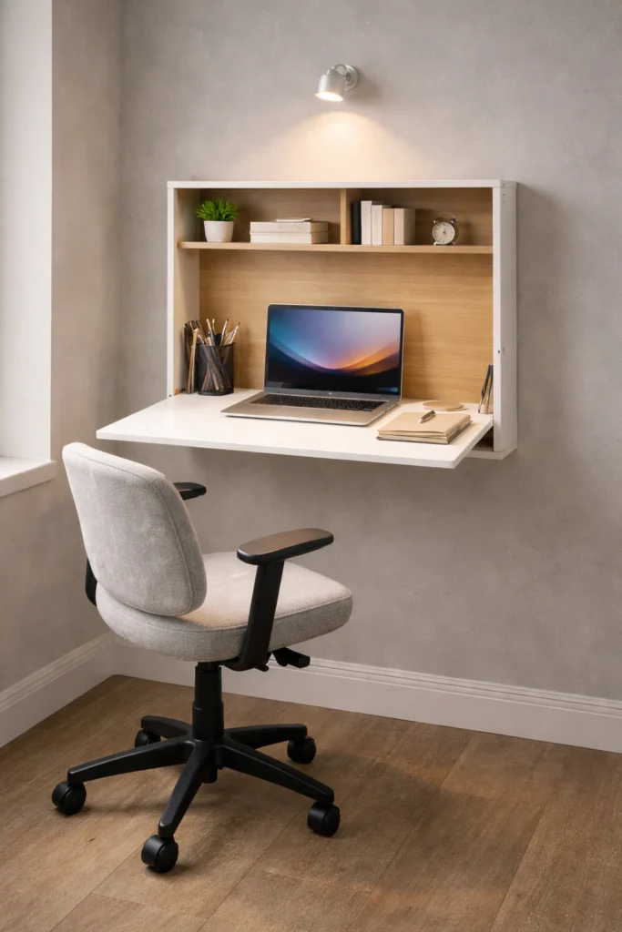 Fold-Down Wall Mounted Desk Idea