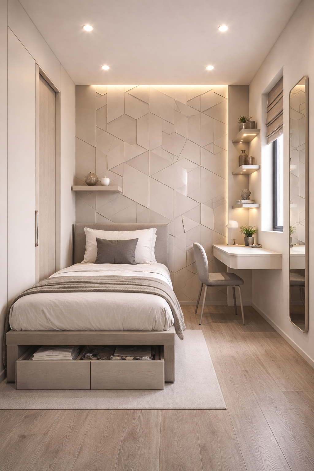 Geometric Panel Box Room Bedroom Idea