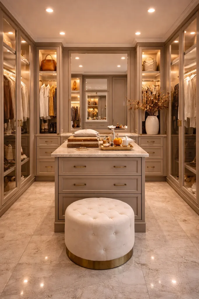 Glam Autumn Walk-In Closet Styling Idea