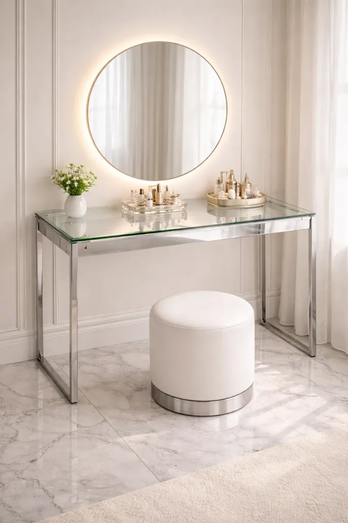 Glass Elegant Dressing Table Idea