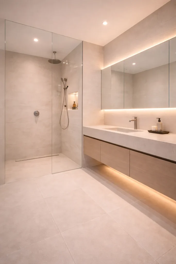 Glass-to-Wall Blend Bathroom Idea
