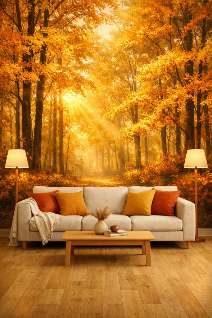 Golden Maple Forest Glow Wallpaper Idea