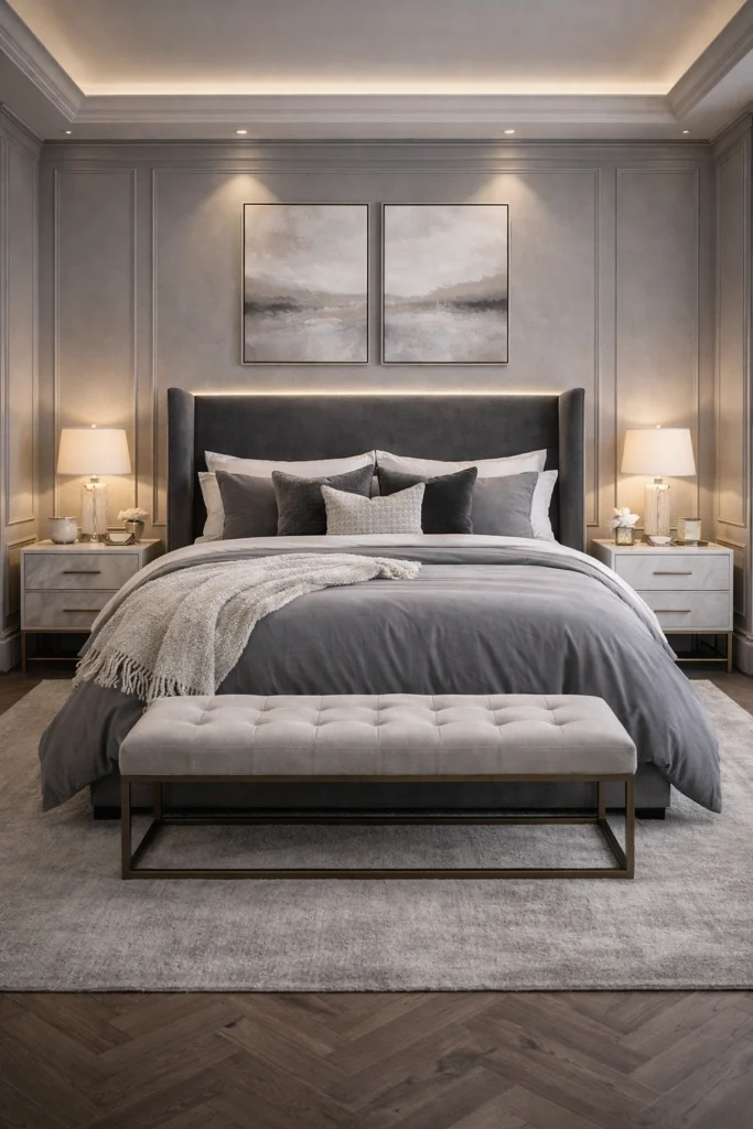 Grand Luxury Grey Bedroom Idea