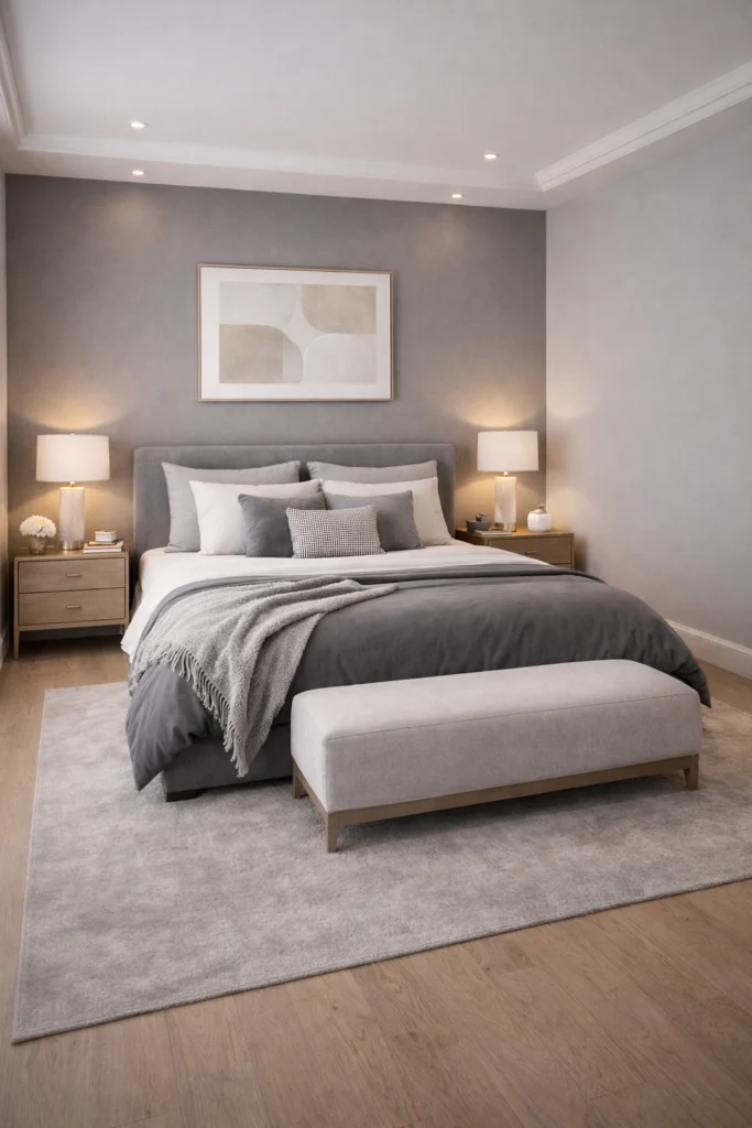 Grey Apartment Style Elegant Bedroom Idea