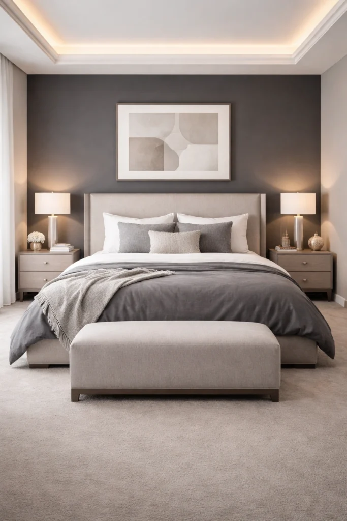 Grey Boutique Hotel Bedroom Idea