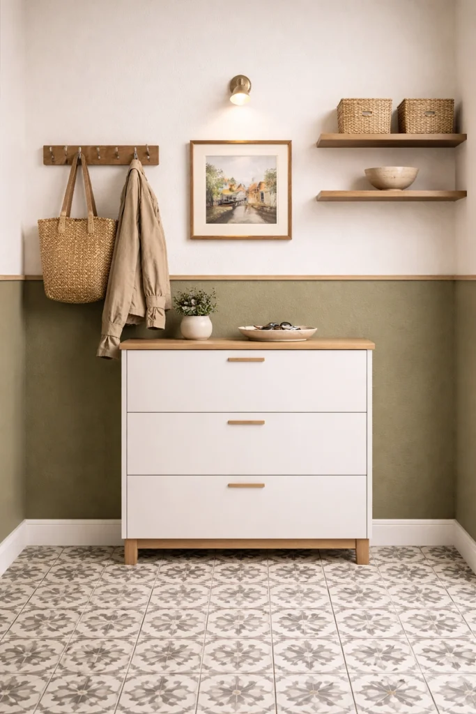 Half Painted Wall Entryway Idea