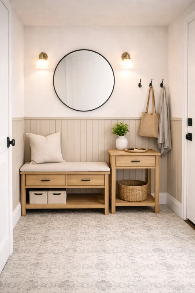 Half Wood Panel Entryway Idea