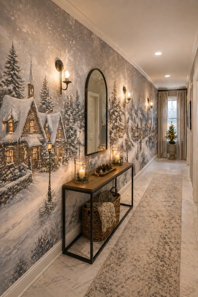 Hallway Winter Village Story Wall Idea