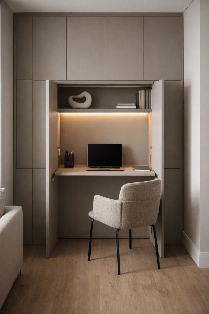 Hidden Cabinet Pull-Out Desk Idea