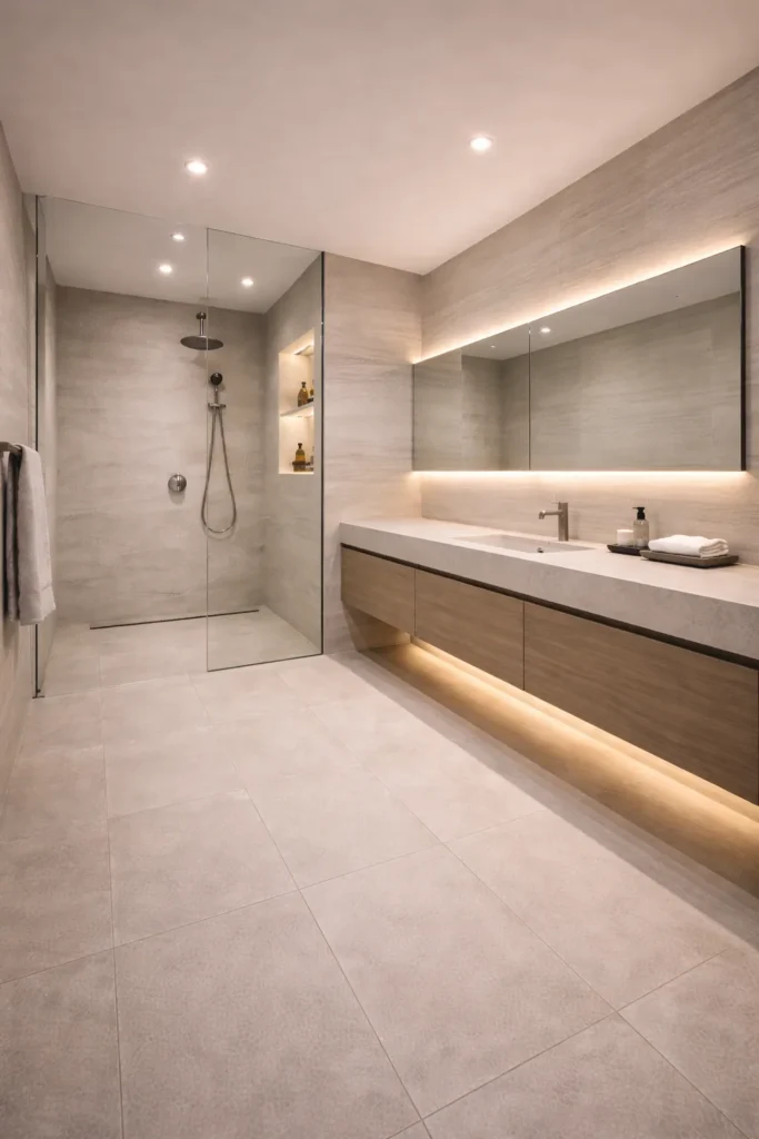 Horizontal Line Flow Bathroom Idea