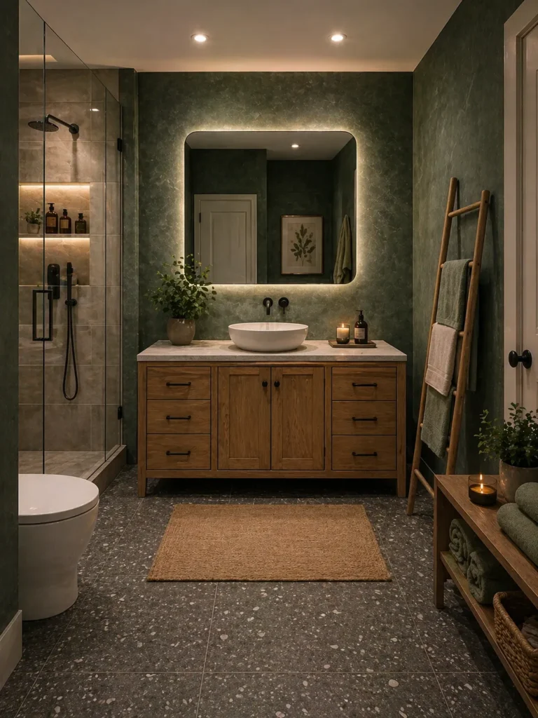 Hunter Green Bathroom Spa Style Idea